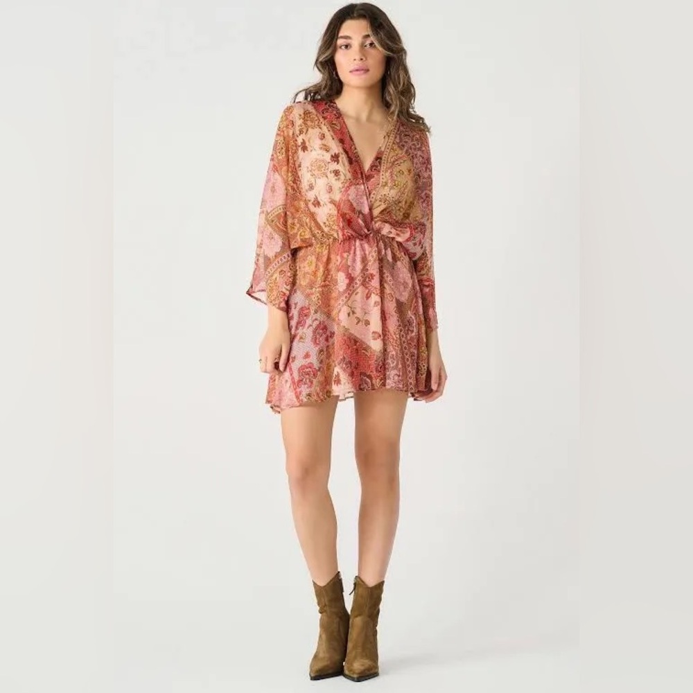 Dex Pink and Orange Paisley Dress